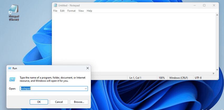 Classic Notepad for Windows 11